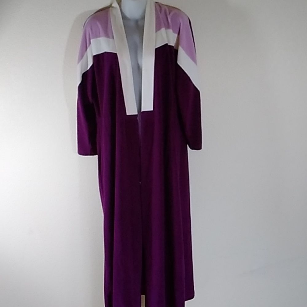 Vintage 70s 80s Correlations Robe Burgundy & Pink Lounger House Coat Size M
